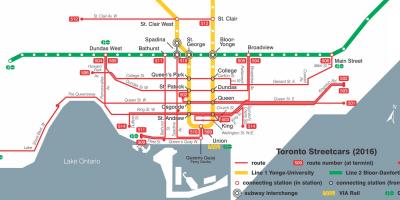 नक्शे के टोरंटो ट्राम प्रणाली
