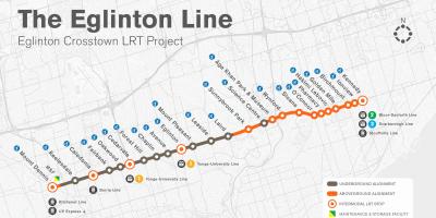 नक्शे के टोरंटो मेट्रो लाइन परियोजना Eglinton
