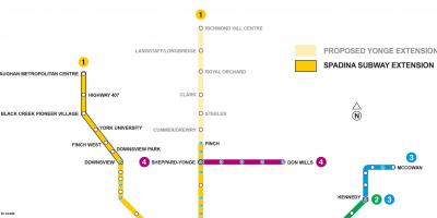 नक्शे के टोरंटो मेट्रो विस्तार