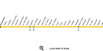 नक्शे के टोरंटो मेट्रो लाइन 1 Yonge-विश्वविद्यालय