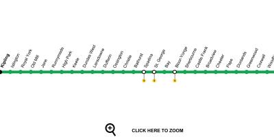 नक्शे के टोरंटो मेट्रो लाइन 2 ब्लर-Danforth