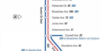 नक्शे के ट्राम लाइन 502 Downtowner